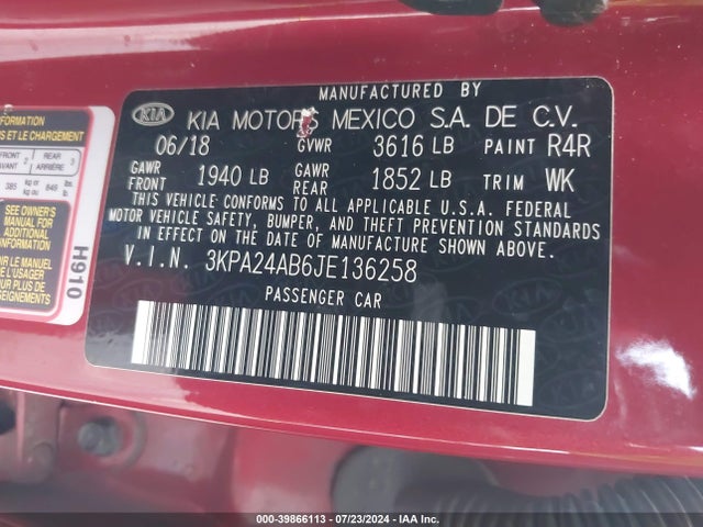 KIA RIO S 2018 3KPA24AB6JE136258 Image 9