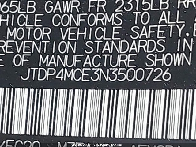 Toyota COROLLA SE 2022 JTDP4MCE3N3500726 Image 9