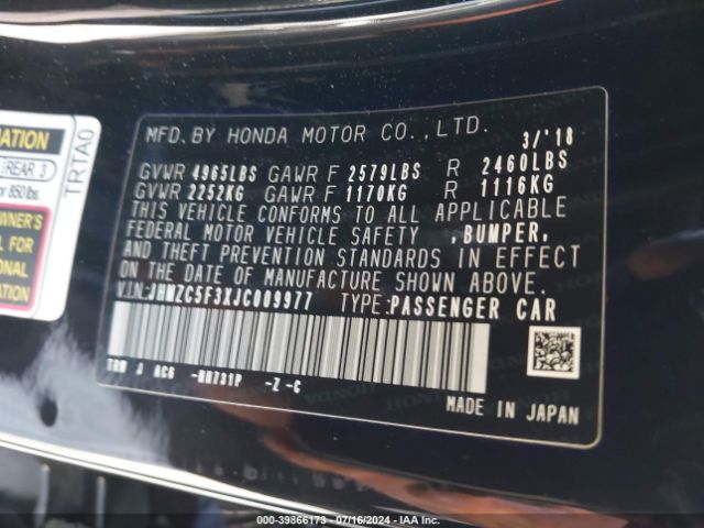 JHMZC5F3XJC009977 Honda Clarity Plug-in Hybrid Touring