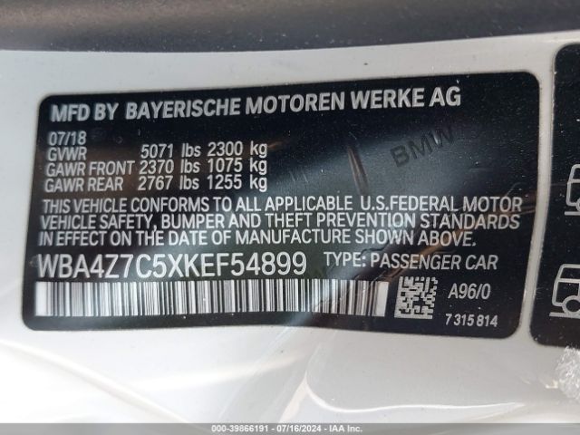 WBA4Z7C5XKEF54899 BMW 440i Xdrive