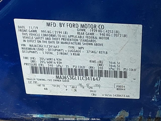 Ford Ecosport Se 2020 MAJ6S3GL1LC341647 Image 9