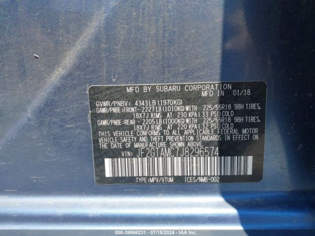 JF2GTAMC7J8296574 Subaru Crosstrek 2.0i Limited