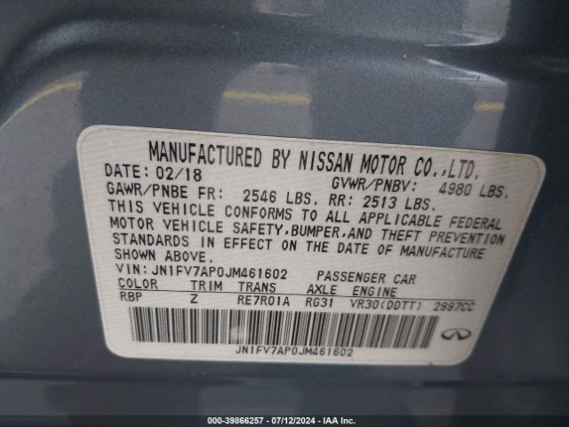 JN1FV7AP0JM461602 Infiniti Q50 3.0t Red Sport 400