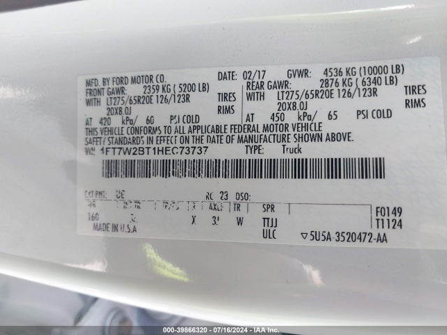 Ford F-250 Lariat 2017 1FT7W2BT1HEC73737 Image 9