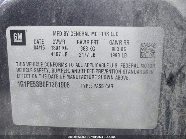 Chevrolet Cruze 2lt Auto 2015 1G1PE5SB0F7261908 Image 9