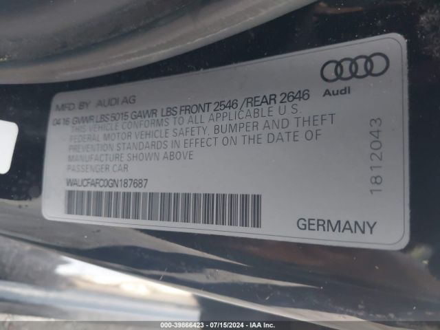 WAUCFAFC0GN187687 Audi A6 2.0t Premium