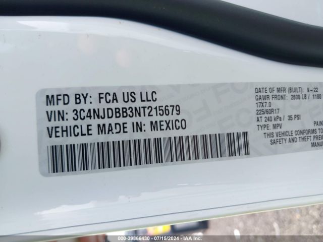 3C4NJDBB3NT215679 Jeep Compass Latitude 4x4