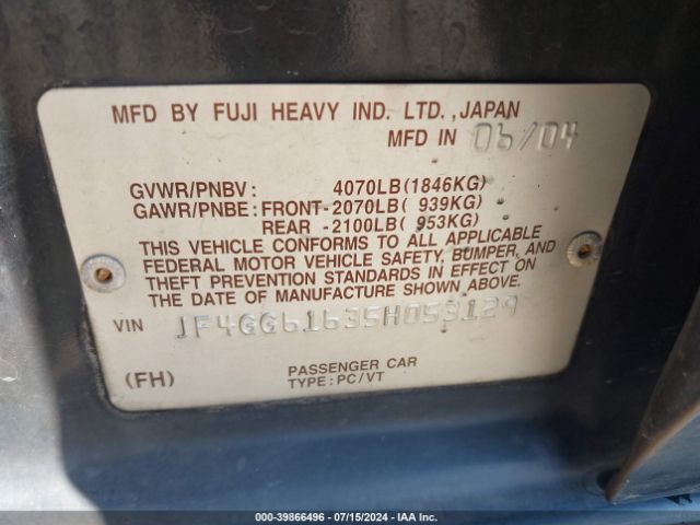 2005 SAAB 9-2X JF4GG61635H053129 Photo 8