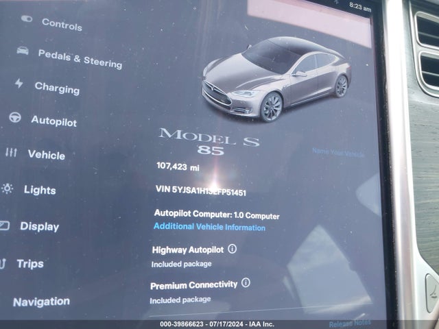 2014 TESLA MODEL S 5YJSA1H13EFP51451 Photo 6