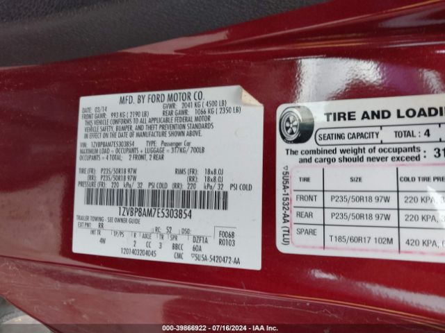 1ZVBP8AM7E5303854 Ford Mustang V6 Premium