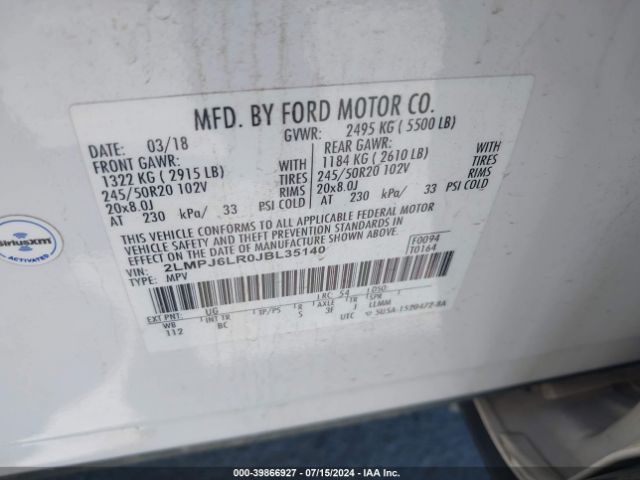 2LMPJ6LR0JBL35140 Lincoln Mkx Reserve
