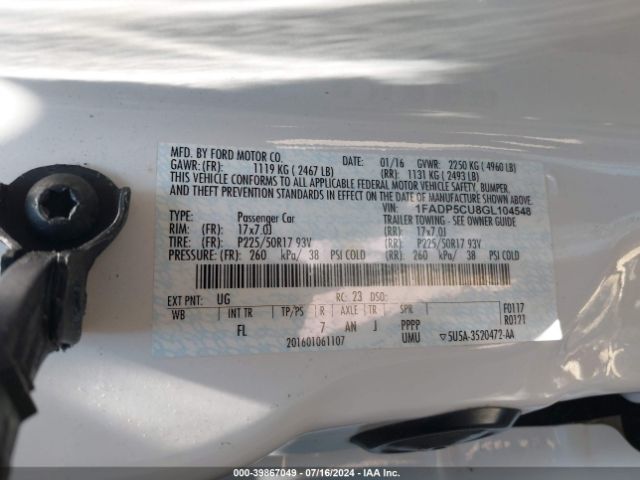 1FADP5CU8GL104548 Ford C-max Energi Sel
