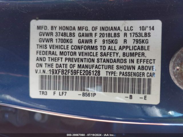 19XFB2F59FE206128 Honda Civic Lx