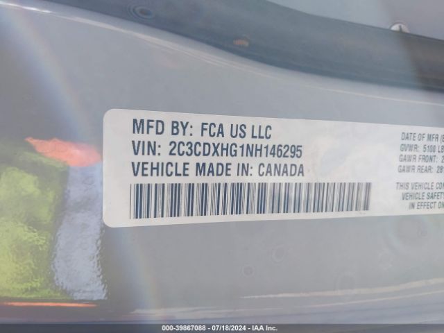 2C3CDXHG1NH146295 Dodge Charger Gt Rwd