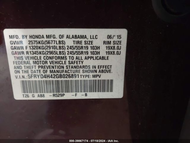 5FRYD4H42GB026891 Acura Mdx Technology   Acurawatch Plus Packages/technology Package