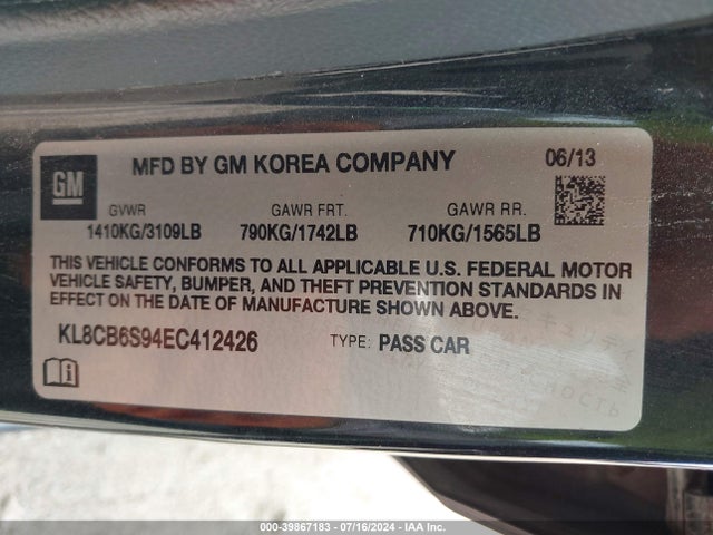 Chevrolet Spark Ls Auto 2014 KL8CB6S94EC412426 Image 9