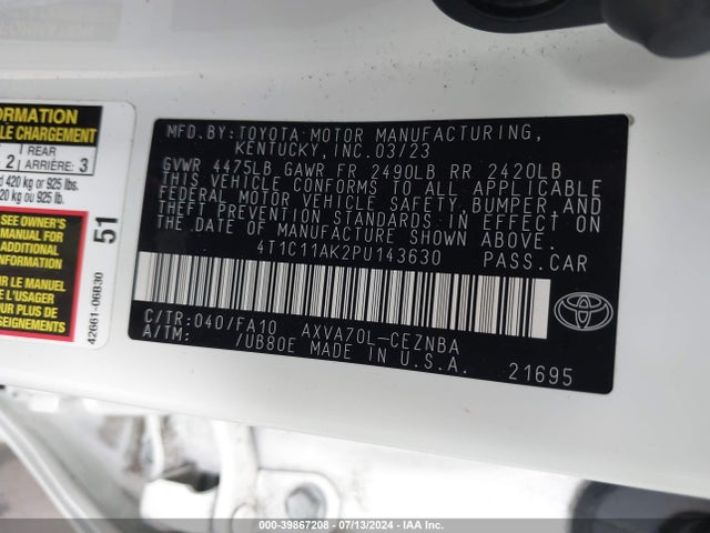Toyota CAMRY LE 2023 4T1C11AK2PU143630 Image 9
