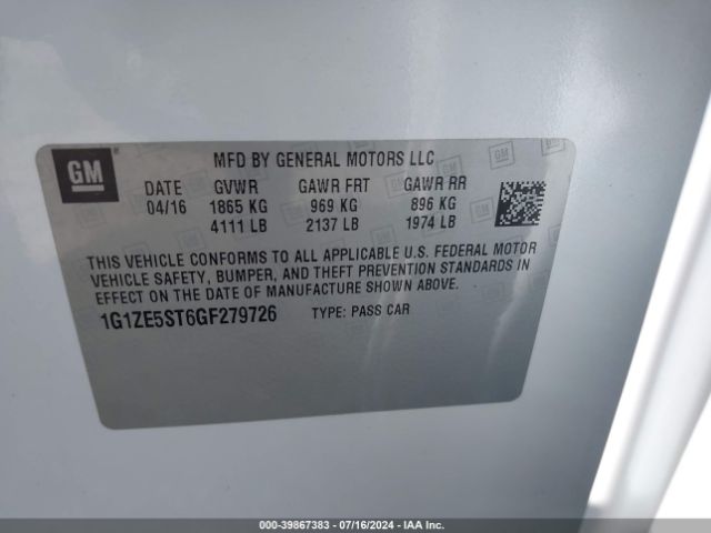 1G1ZE5ST6GF279726 Chevrolet MALIBU 1LT