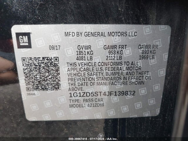 Chevrolet MALIBU LT 2018 1G1ZD5ST4JF139832 Image 9