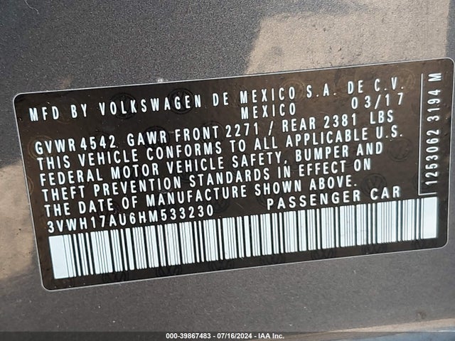 3VWH17AU6HM533230 Volkswagen Golf Alltrack Tsi S/tsi Se/tsi Sel