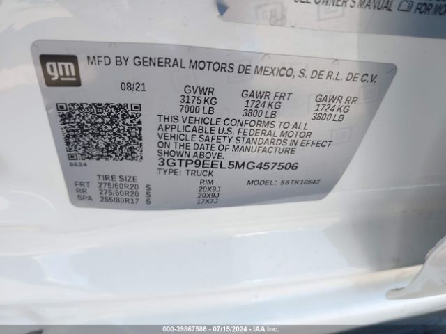 3GTP9EEL5MG457506 GMC SIERRA 1500