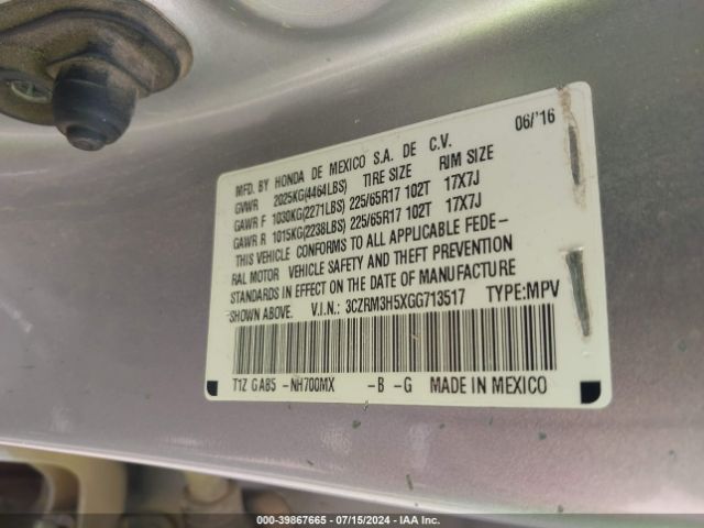 3CZRM3H5XGG713517 Honda CR-V EX