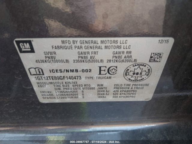 1GT12TE89GF140473 GMC Sierra 2500hd Slt