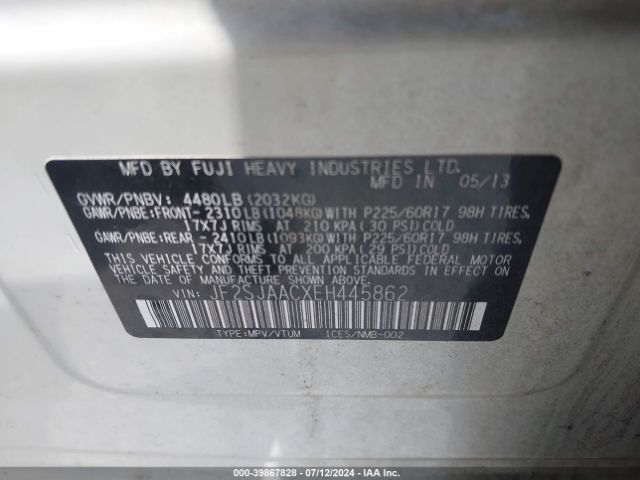 JF2SJAACXEH445862 Subaru Forester 2.5i