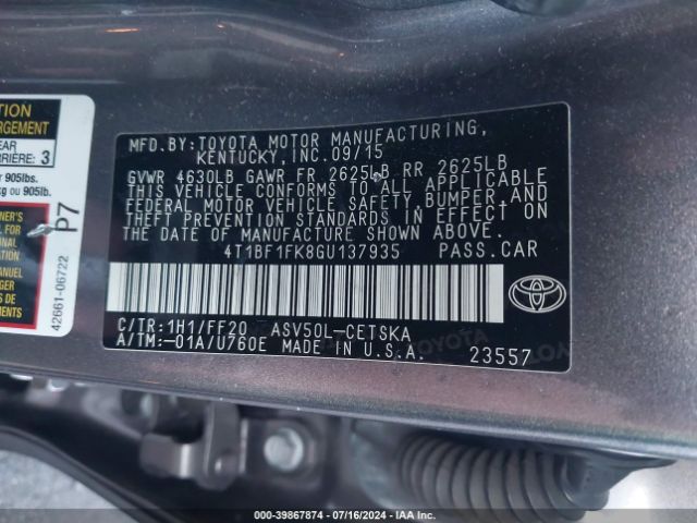 4T1BF1FK8GU137935 Toyota CAMRY SE