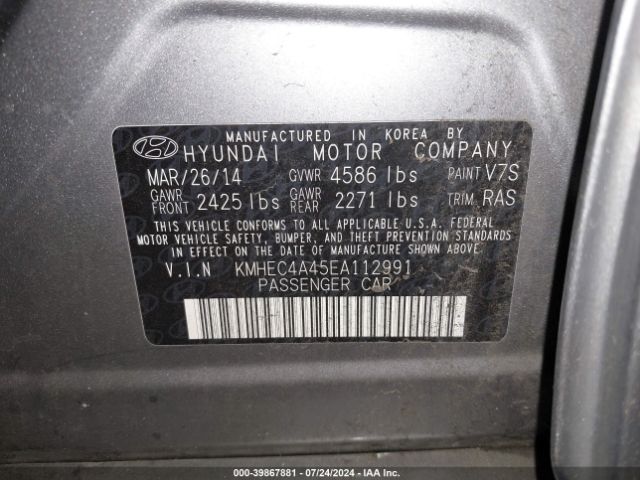 KMHEC4A45EA112991 Hyundai SONATA HYBRID