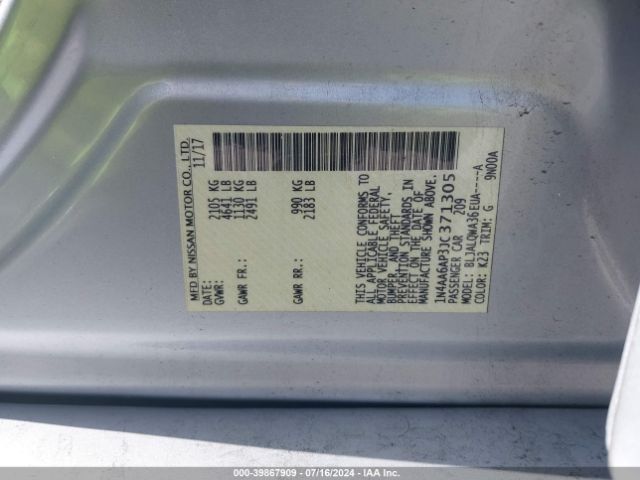 1N4AA6AP3JC371305 Nissan Maxima 3.5 S