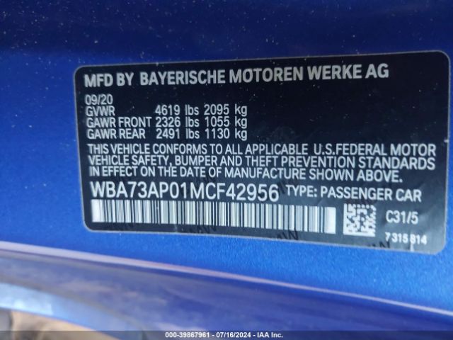 WBA73AP01MCF42956 BMW 430i Xdrive