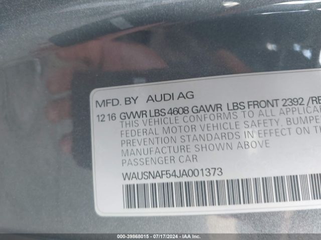 WAUSNAF54JA001373 Audi A5 2.0t Premium