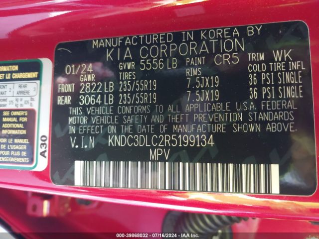 KNDC3DLC2R5199134 KIA Ev6 Wind