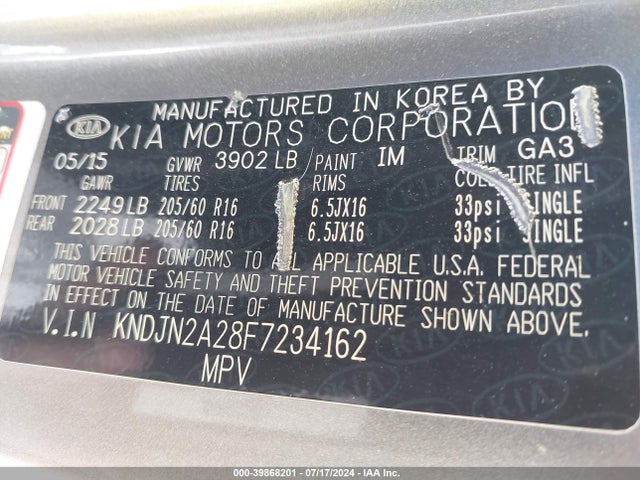 KIA Soul 2015 KNDJN2A28F7234162 Image 9