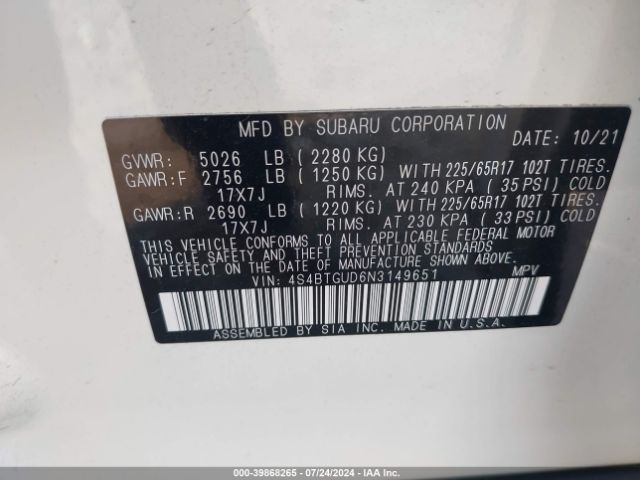 4S4BTGUD6N3149651 Subaru Outback Wilderness