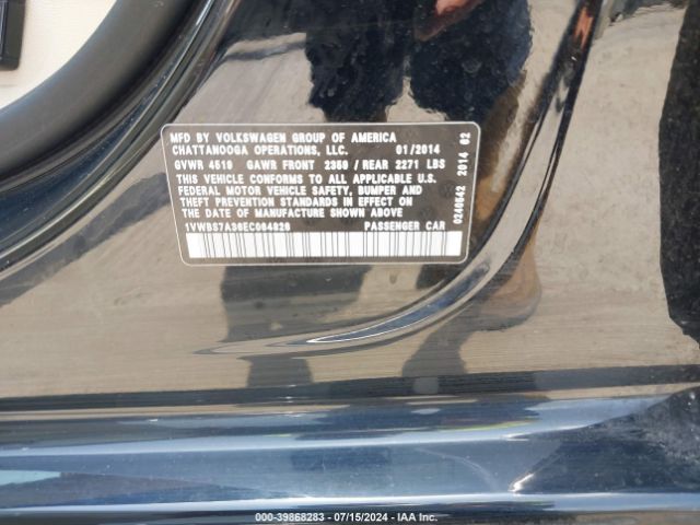1VWBS7A36EC064826 Volkswagen Passat 1.8t Se