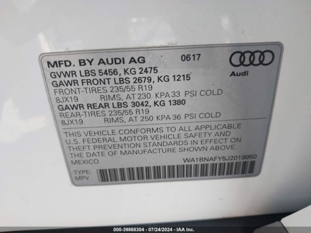 WA1BNAFY5J2019950 Audi Q5