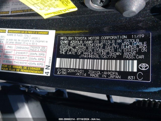 Toyota C-HR LE 2020 JTNKHMBX8L1067779 Image 9