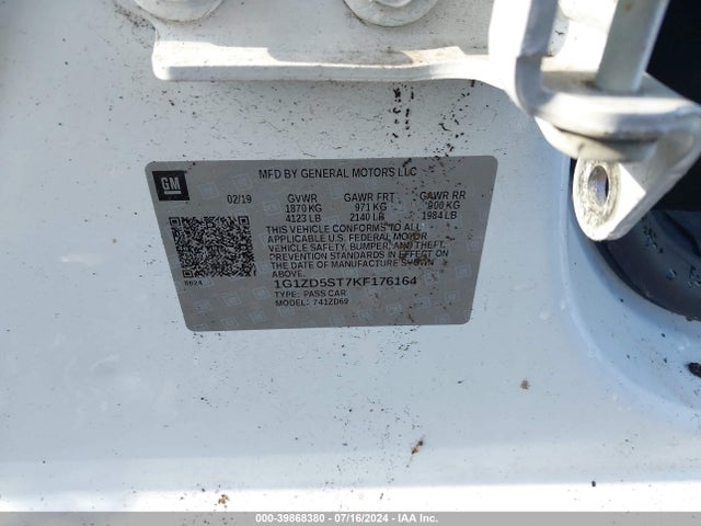 Chevrolet MALIBU LT 2019 1G1ZD5ST7KF176164 Image 9