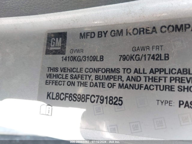Chevrolet Spark 2lt Cvt 2015 KL8CF6S98FC791825 Image 9