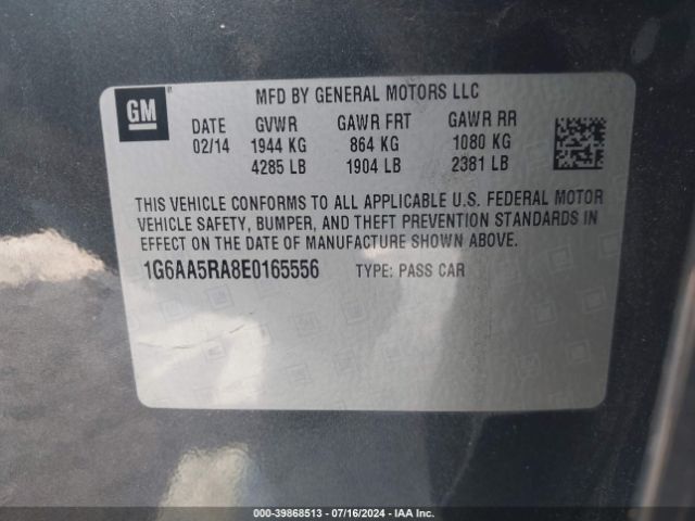 1G6AA5RA8E0165556 Cadillac Ats Standard