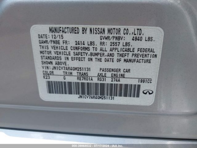 JN1CV7AR4GM251131 Infiniti Q50 2.0t Premium