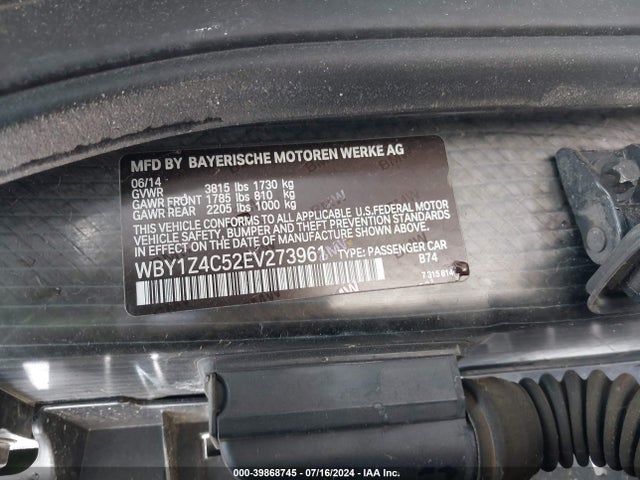 WBY1Z4C52EV273961 BMW I3 Base W/range Extender