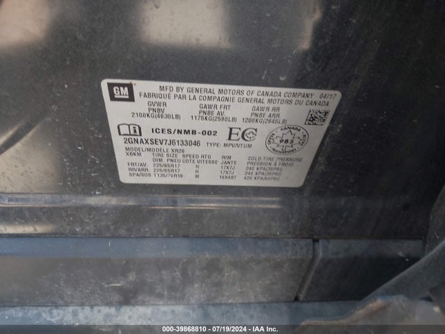 Chevrolet EQUINOX LT 2018 2GNAXSEV7J6133046 Image 9