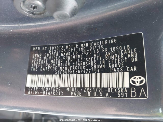 Toyota Corolla S Plus 2016 5YFBURHE8GP477194 Image 9