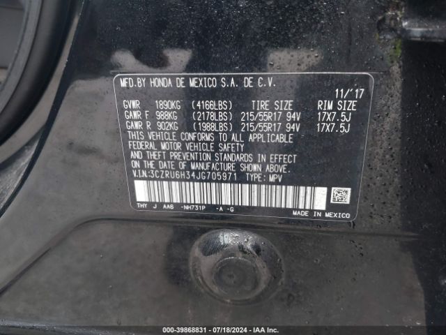 3CZRU6H34JG705971 Honda HR-V LX