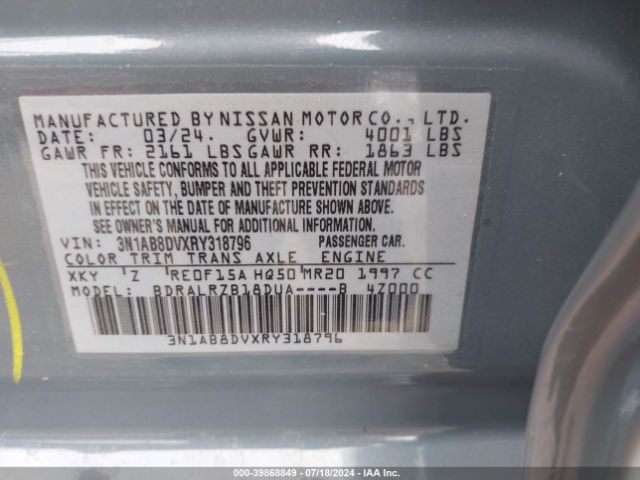 3N1AB8DVXRY318796 Nissan Sentra Sr Xtronic Cvt