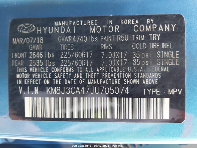 Hyundai TUCSON SEL 2018 KM8J3CA47JU705074 Image 9