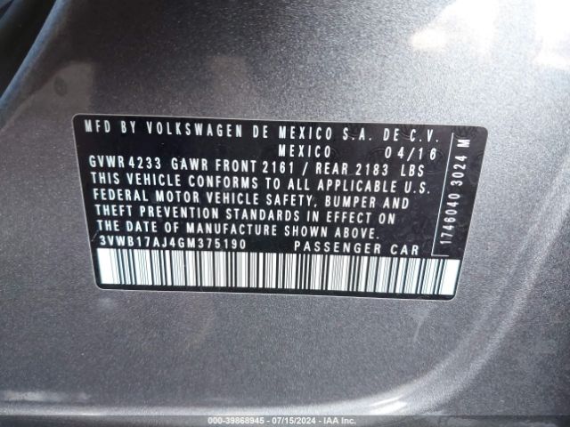 3VWB17AJ4GM375190 Volkswagen Jetta 1.8t Sport